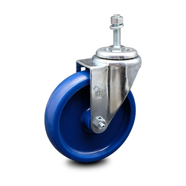 5 Inch Solid Polyurethane Wheel Swivel 3/8 Inch Threaded Stem Caster SCC